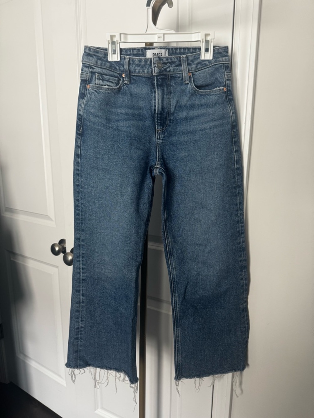 PAIGE High-Rise Leenah Ankle Straight-Leg Jeans with Raw Hem - Picture 2 of 5